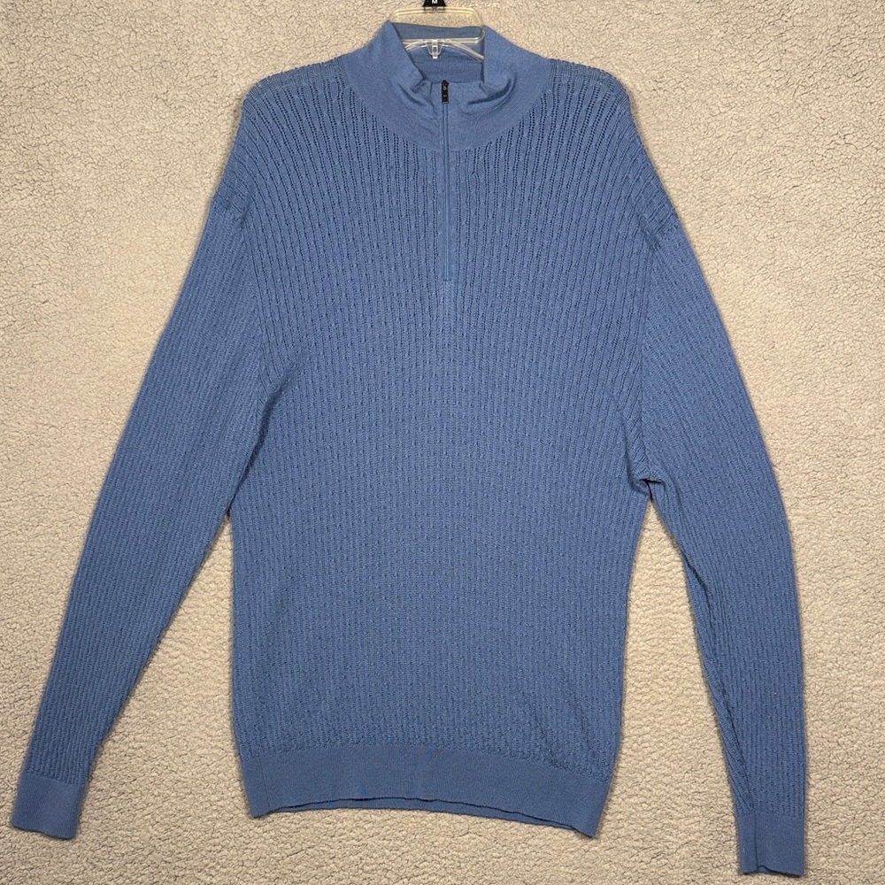 Tiger Woods Collection Blue Sweater Men’s XL TG 100% Wool pullover golf stretch